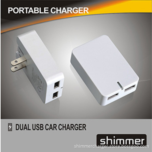 Dual USB small square shell travel charger